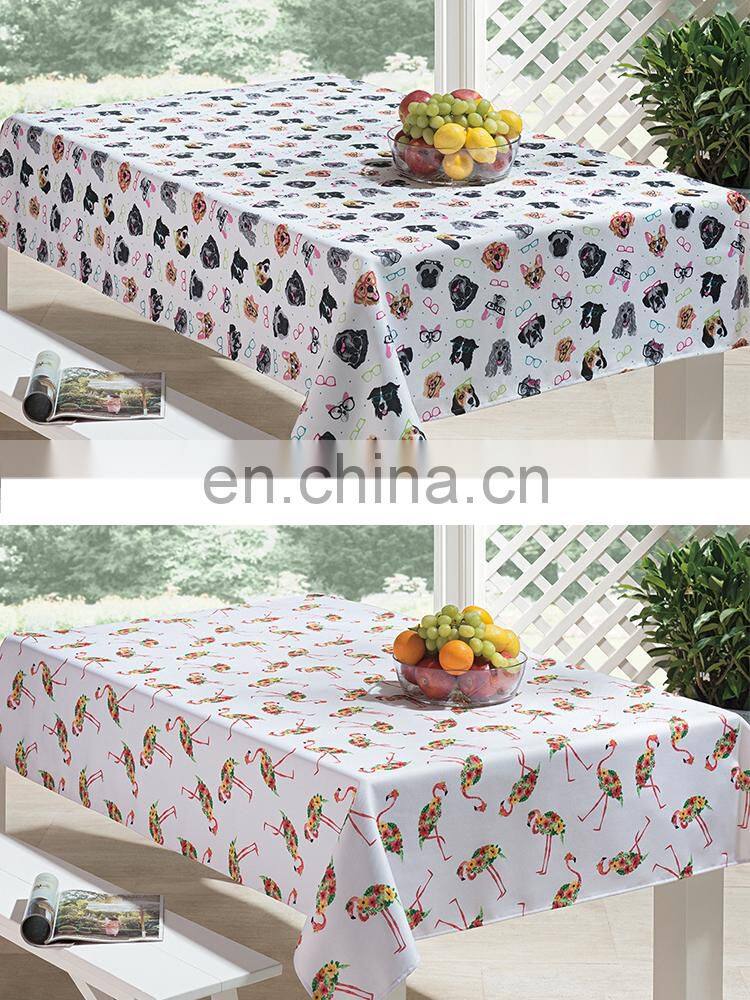 2019 high quality printing tablecloth jacquard white rectangle banquet party home wedding church table cloth with flower pattern