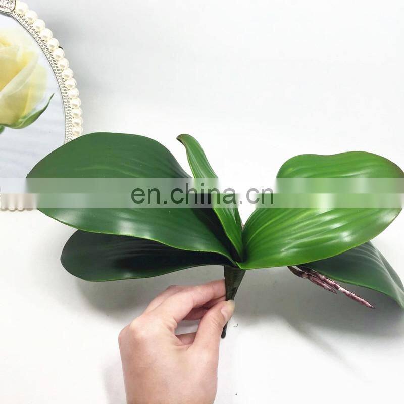 Artificial flower Orchid leaves high quality PU gluing texture leaves DIY potted flower arrangements