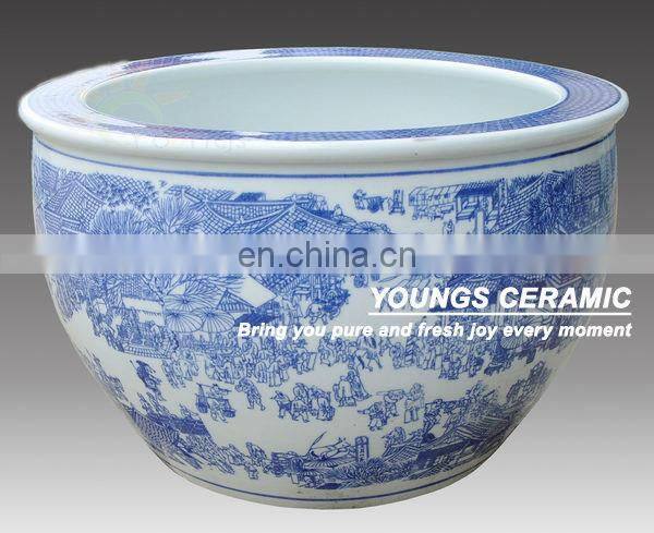 Large chinese blue and white ceramic decorative planters pot for indoor and outdoor