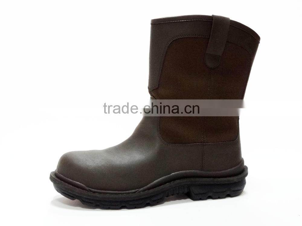 Best quality brown color pull-up rubber sole safety rigger boots