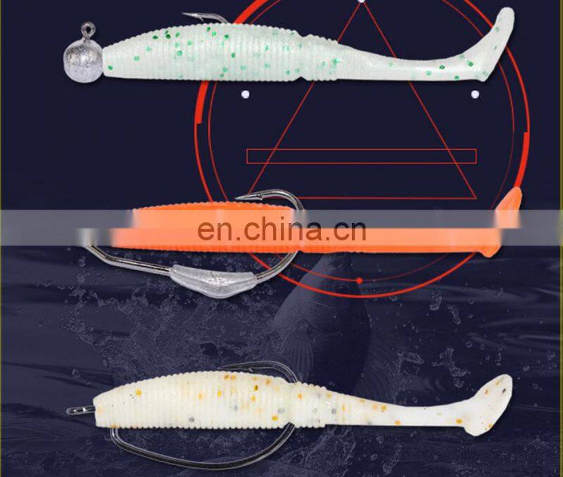 7.5cm 3g 6 pcs Per Bag Luminous T-Tail Grub Worm Fish Bait Fishing Soft Lure