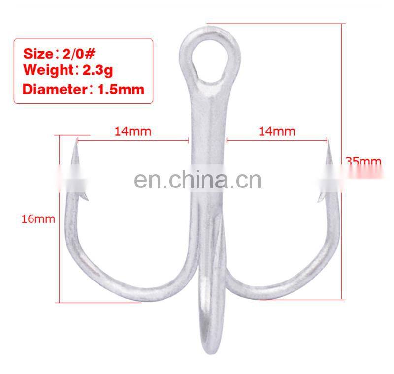 Amazon Strong Treble Strengthened Hooks Fishing Lures Hook 100pcs/bag Silver Strong Treble Hook