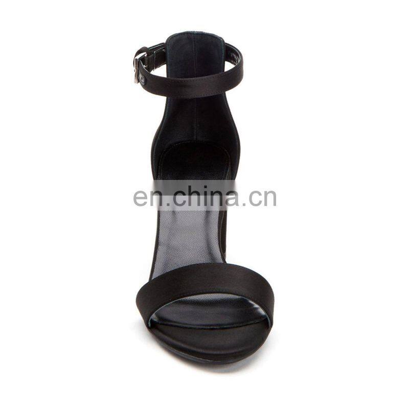 Women high quality heel leather sandals shoes women ankle strap covered heel design for ladies footwear