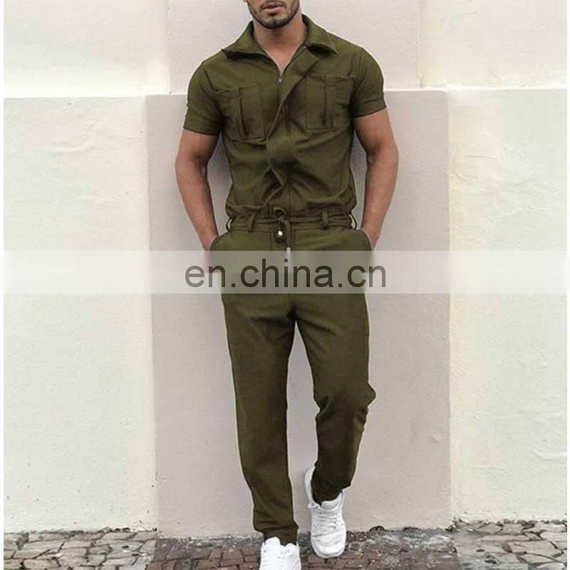 Wholesale customized men's one-piece woven suit zipper access control personality one-piece shirt