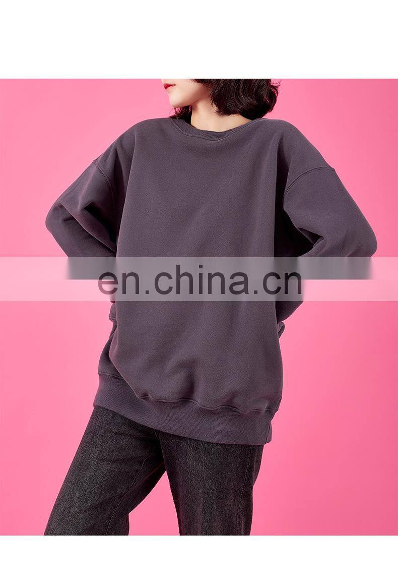 2021 autumn and winter new warm Korean round neck solid color fashion trend loose ladies pullover sweater