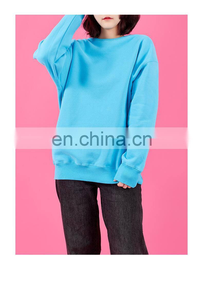 2021 autumn and winter new warm Korean round neck solid color fashion trend loose ladies pullover sweater