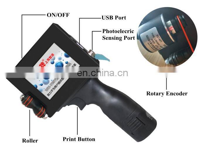 600DPI 2-12.7mm Print Height Date Time Words QR Code Barcode Logo Handheld Inkjet Printer