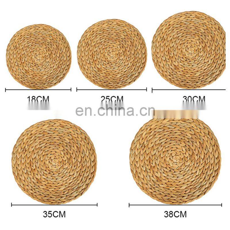 Traditional Art Decor Vintage Pastoral Style Sustainable Handmade Woven Round Straw Water Hyacinth Placemats