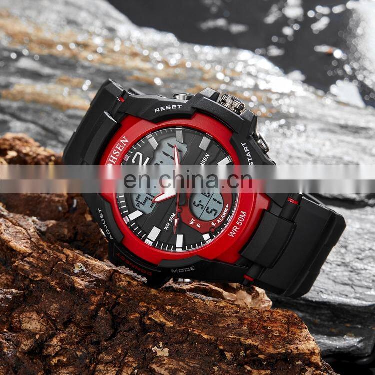 OHSEN AD1901 Men Fashion Multi-function Calendar Date Digital Quartz Watch Silicone Strap Male Sports Hands Watches