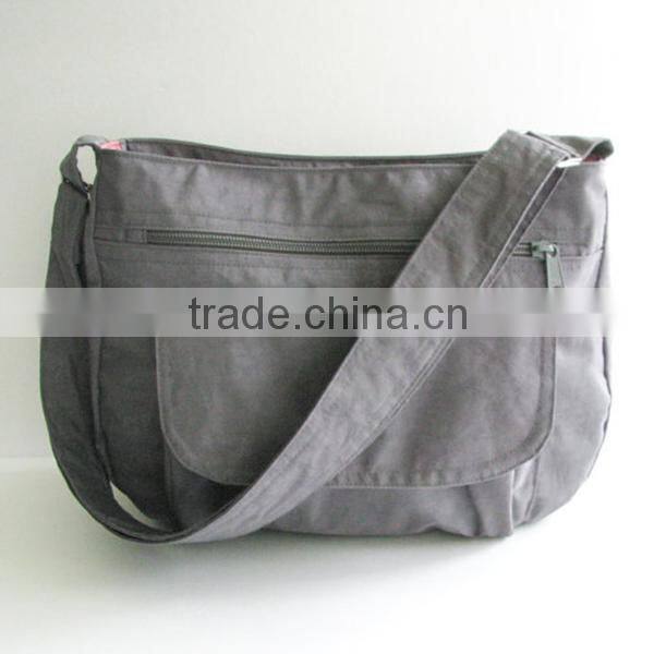 2015 New Gray Water Resistant Nylon Messenger Bag Crinkle Nylon Shoulder Bag