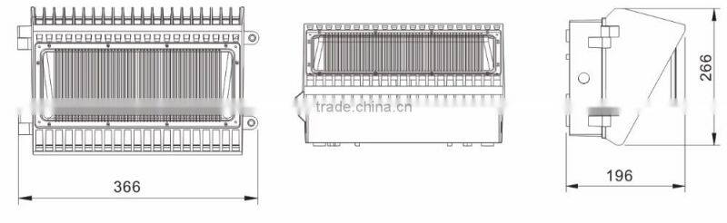 DLC ETC certified 120w led gateway light outdoor wall pack housing