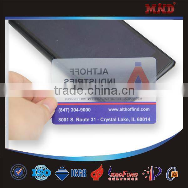 MTT23 Clear Transparent PVC Business Card/plastic business cards