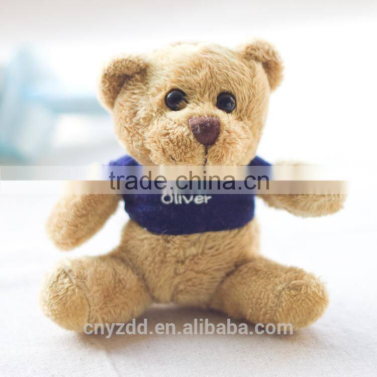 Cheap Plush Toy Couple Bears 11cm Tall Wearing Clothes/Soft Bear Toy in White or Brown/Stuffed Toy Bear of Promotional Gift