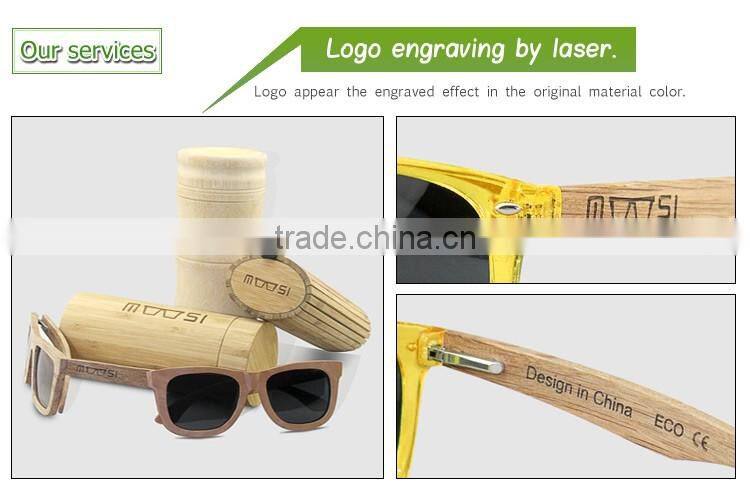 Plastic frame Bamboo arms sunglasses handmade, bamboo eyewear, bamboo sunglasses China