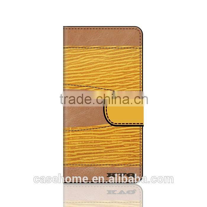 Stitching Yellow PU Leather Material Flip Wallet Case for iphone 6 6 plus