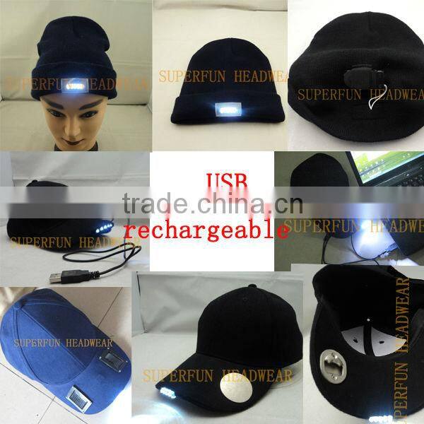 camo material white and green LED colors fast and closed hunting caps