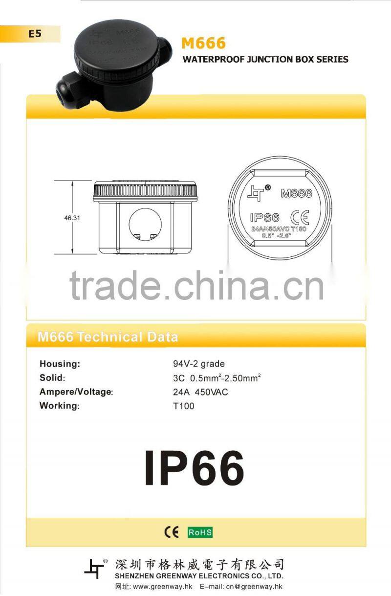 Ip66 round junction box waterproof with terminal