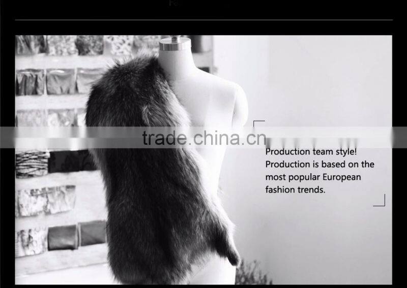 2015 Winter Women Medium Length Slim Fit Coat With Brown Fox Hat Overcoat