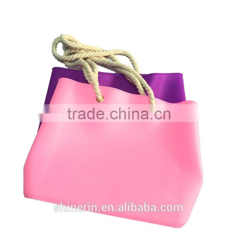 Shierin Silicone rubber waterproof women fashion handbags with rope handle