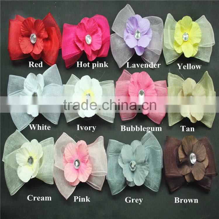 white shabby chiffon 3X2.5" butterfly sequin & gold trim fabric rose spring craft supplies baby headband flower