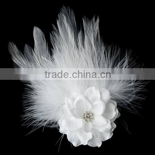 Petite Flower Feather Fascinator Bridal Wedding Day Hair Clip Bridal Hair Accessories