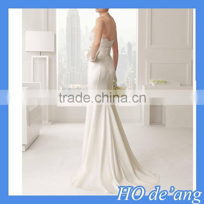 HOGIFT Simple Bra small trailing fishtail wedding bridal,Marry You Deep V-neck Sleeveless Sexy Mermaid Wedding Dress