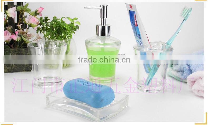 Fashion double wall transparent resin bathroom set