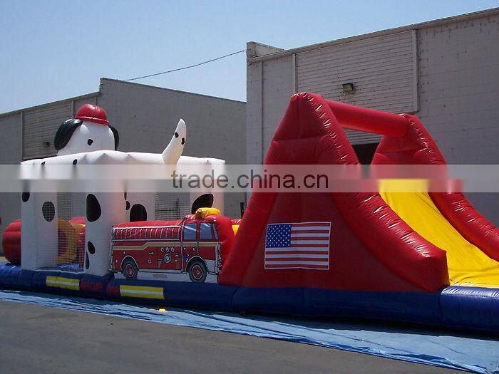 commercial outdoor playground inflatable spotty dog obstacle course for sale