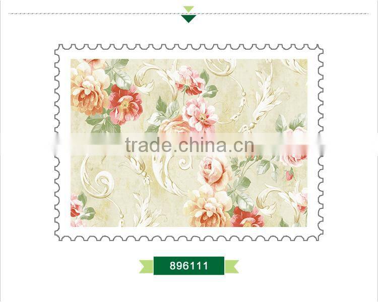 stock foaming non woven wallpaper, pastoral flower wall mural for wedding house , fireproof wall paper online