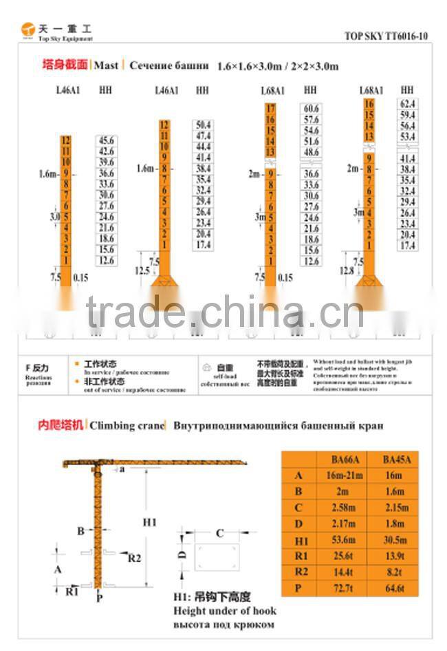 High value tower crane construction machinery