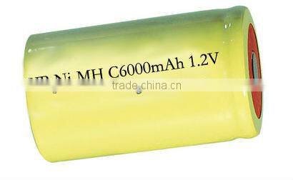 rechargeable C Size 6000 mAh1.2V Flat Top NiMH battery