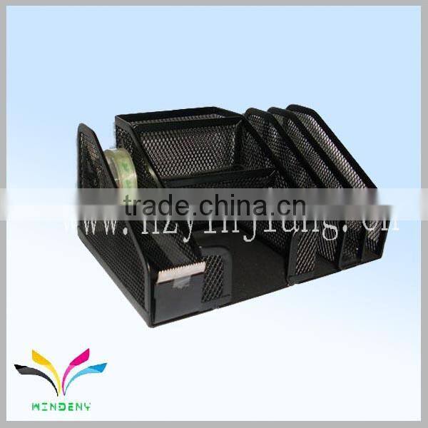 Mutil-function cheap black metal mesh office desktop document file holder