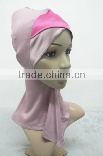 C049 new style both sides two color satin crossover ninja inner underscarf,full underscarf to cover neck