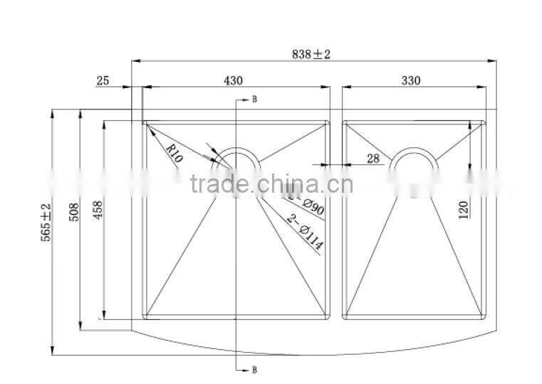 Wholesale brushed rectangular small child size rectangular double bowl apron sink