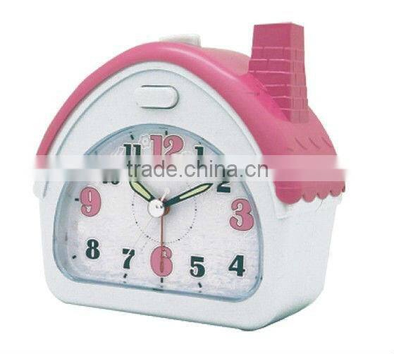 Cute Plastic house-shaped table alarm clock,lovely desktop clock, colorful clock