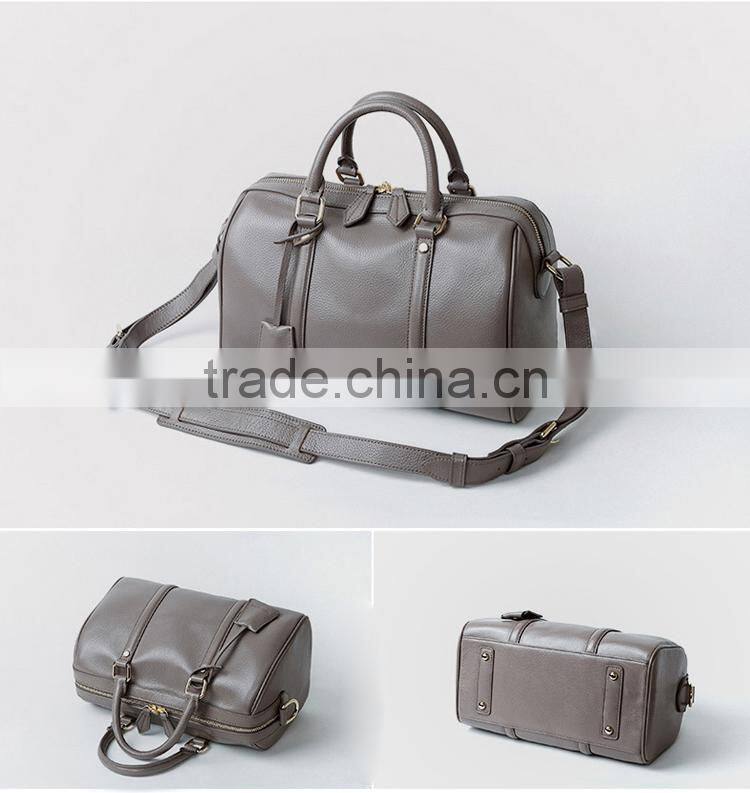 2016 new style guangzhou leather handbags top cowhide handbag boston bag for women