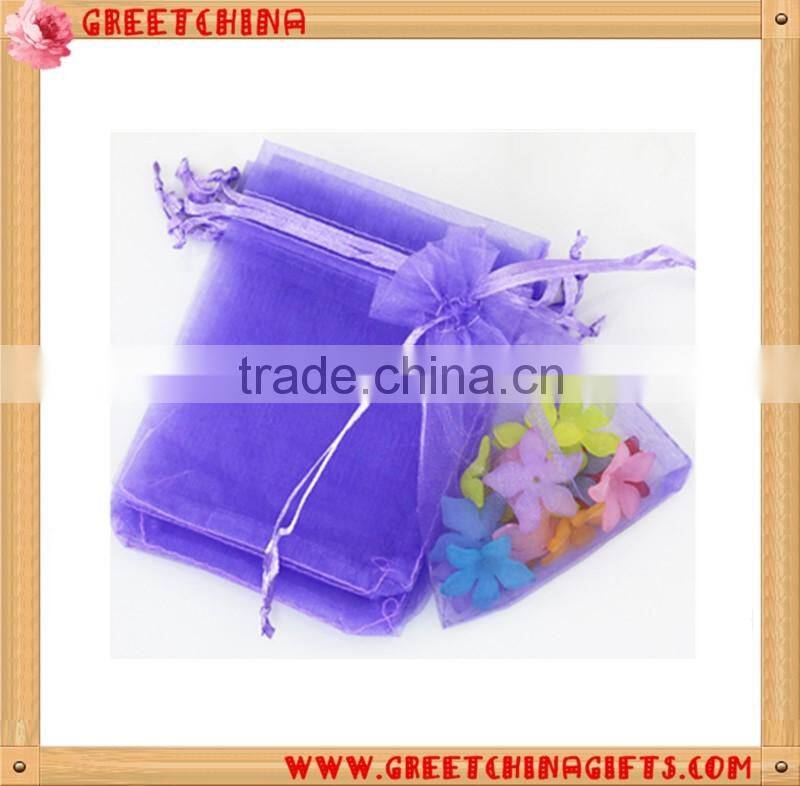 Eco-friendly recyclable drawstring organza cosmetic bags