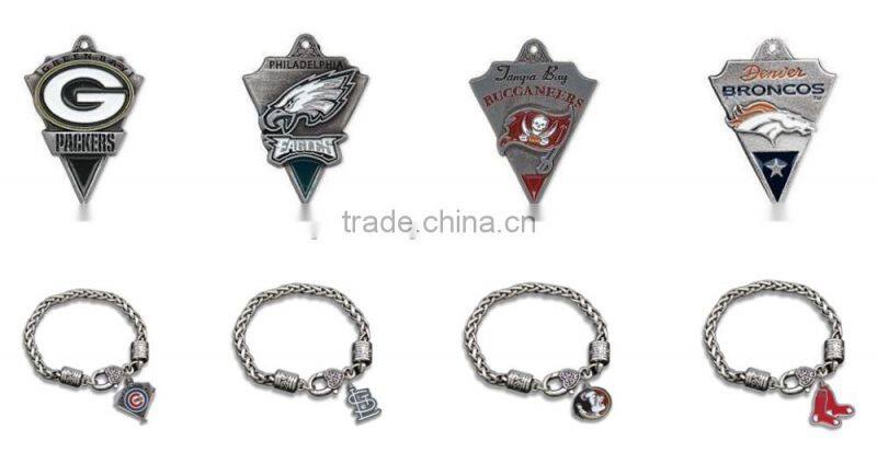 Hot Alloy NFL Charms Bracelet Antique Sliver Atlanta Falcons Football Charm Bracelet