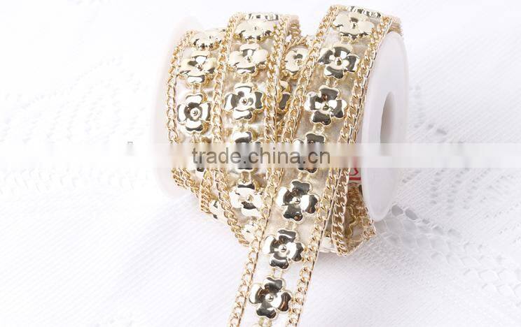 Cheap Rhinestone Trim Alloy Chian Base Glue