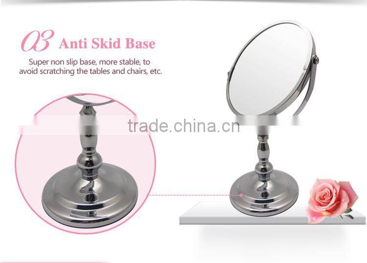 Round metal framed compact vanity mirror