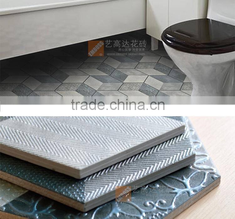 EMBOSS 100*200*175mm grey color hexagon tile porcelain mosaic floor tile