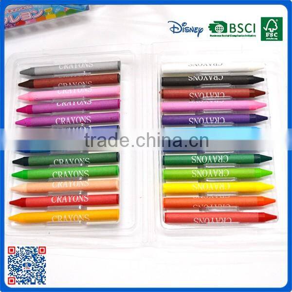 2016 wholesale 24 colors crayons into pvc bag for school students with cheap price