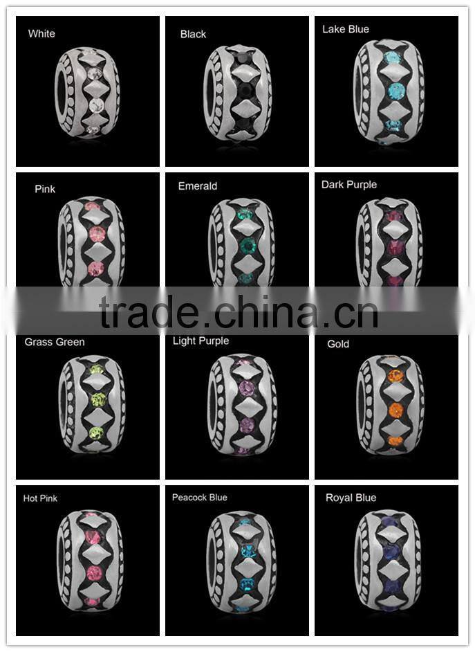 13 Colors 6*10mm Never Fade Stainless Steel Crystal Pave Large Hole European Charm Beads Jewelry Spacers Findings SEB-LG137