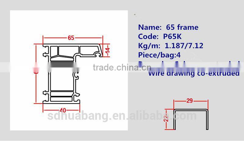 pvc window profiles with 5 chambers 65 casement frame/China factory