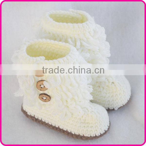 Christmas hot sale handmade winter soft crochet boot shoes for baby