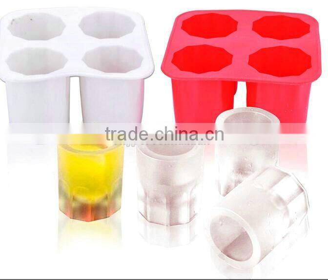 Silicone 4 Cup Shot Glass Mold Cool Shooters Ice Cube Tray Dishwasher Safe