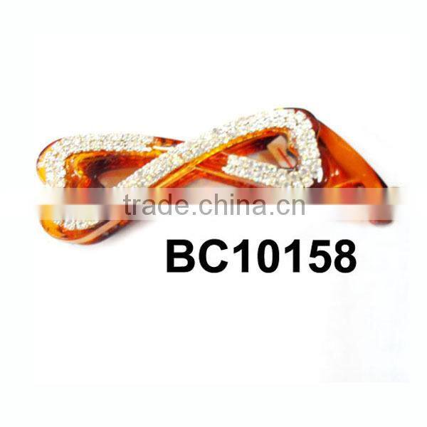 shining crystal banana clip brown plastic hair clips in stock