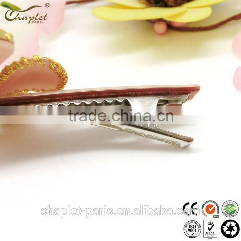 fancy girls colorful pearl flower hairgrip handmade cellulose acetate hair clip