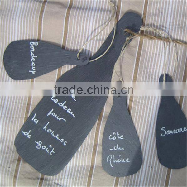 Eco-friendly natural black slate chalk writing board with customized shape