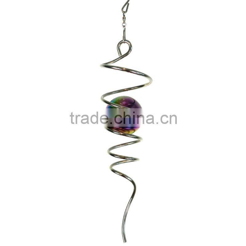 wind spinner--spiral w/stainless steel multi color gazing ball